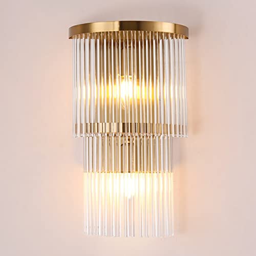 White Crystal Layer Wall Mounted LED Light – Gold Finish