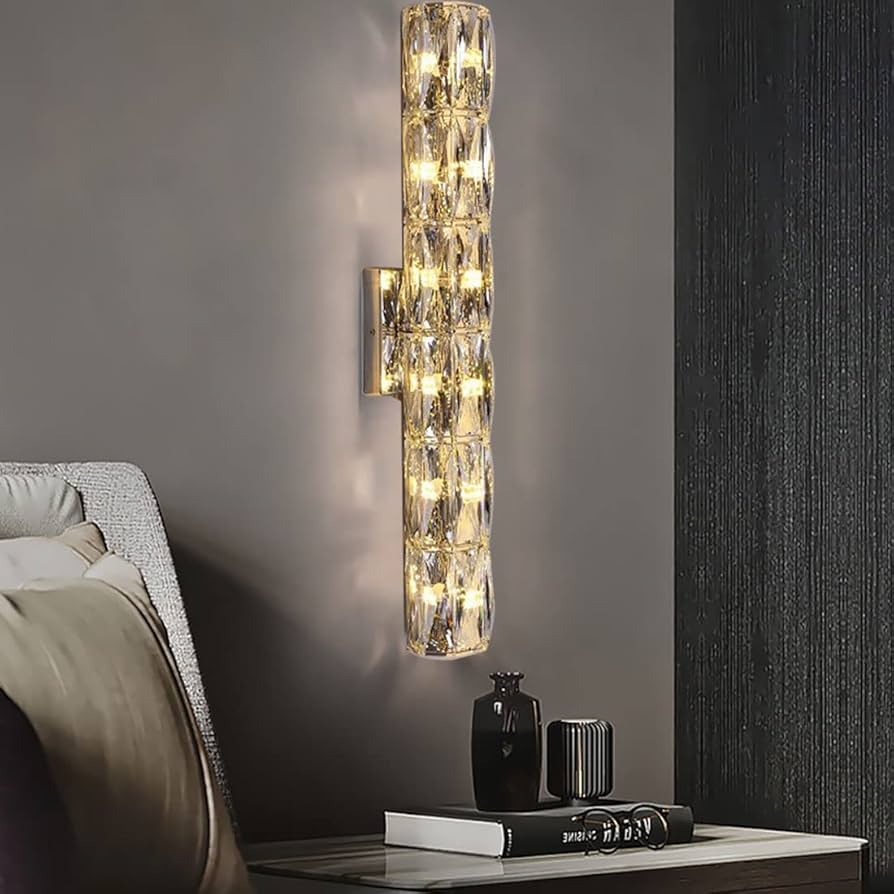 K9 Diamond Cut Crystal Vertical  LED Wall Mounted Light