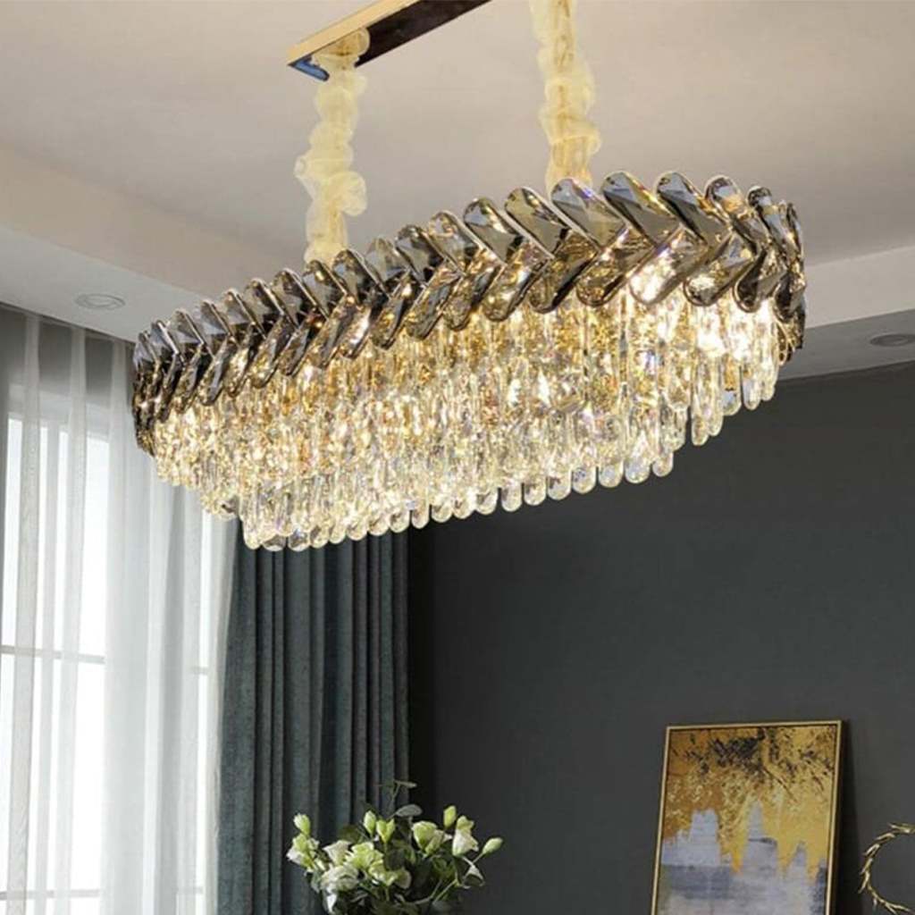 Regal Radiance Long Crystal Chandelier1
