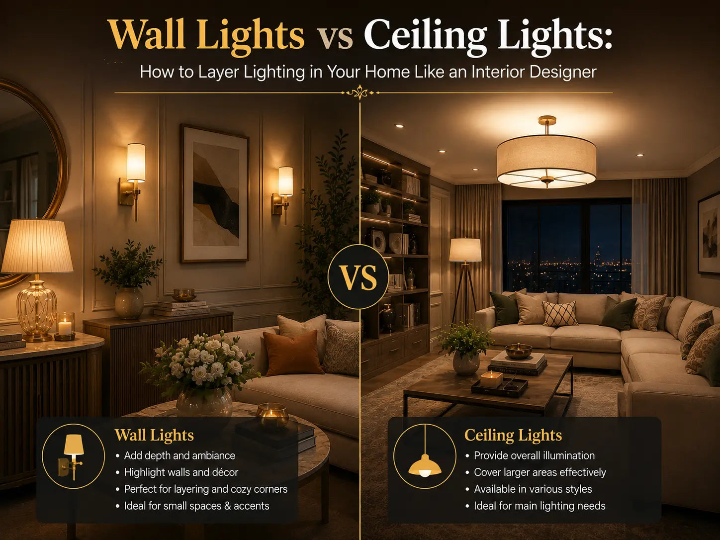 Wall Lights vs Ceiling Lights: How to Layer Lighting in Your Home Like an Interior Designer