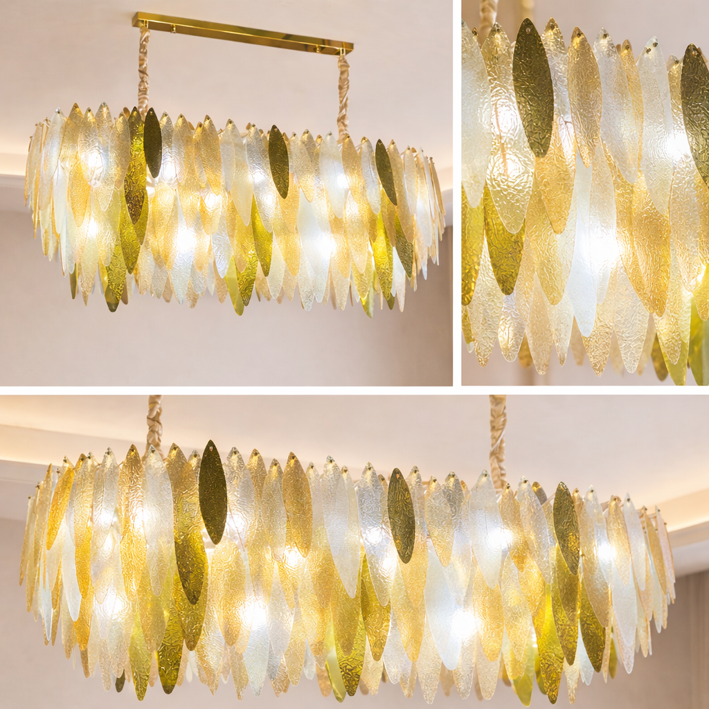 Luxurious Ice Drop Metal Glass Chandelier – 3 Colour LED Design