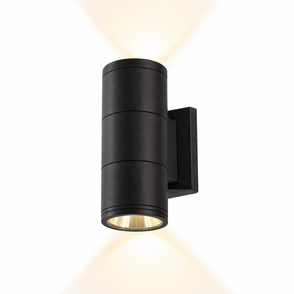 10W Up Down Cylindrical Outdoor LED Wall Light – Black Finish