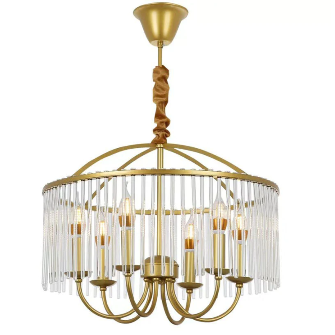 Caged Gold Transparent Modern Chandelier - Sparc Lights