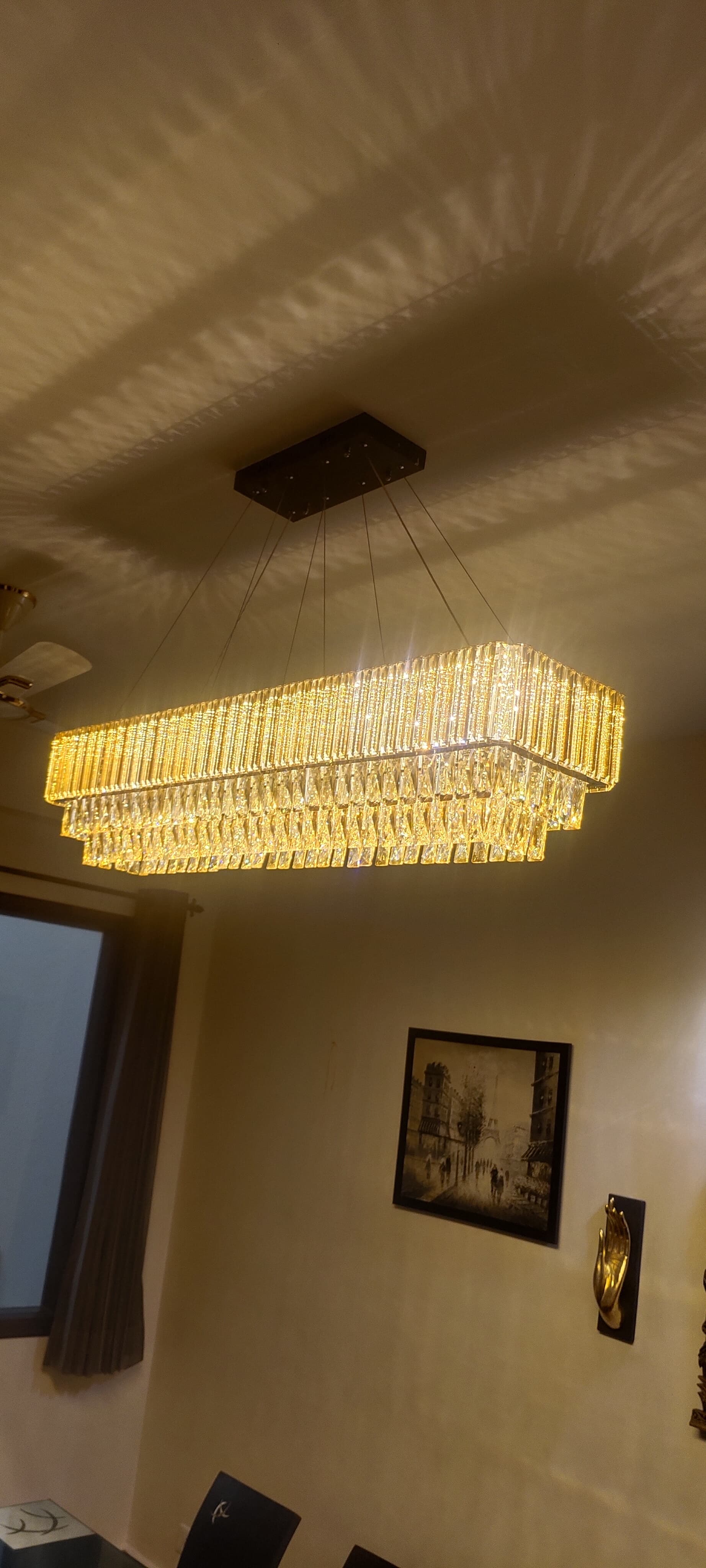 Modern 3 Layer Crystal Glass Jhoomar Chandelier