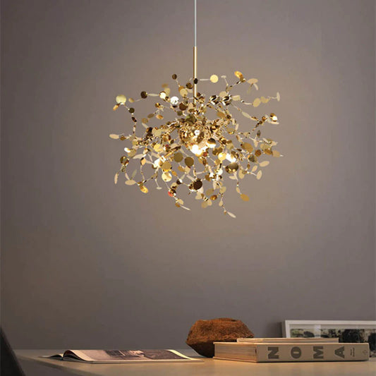 Golden Textured Modern Chandelier - Sparc Lights