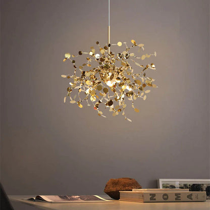 Golden Textured Modern Chandelier - Sparc Lights