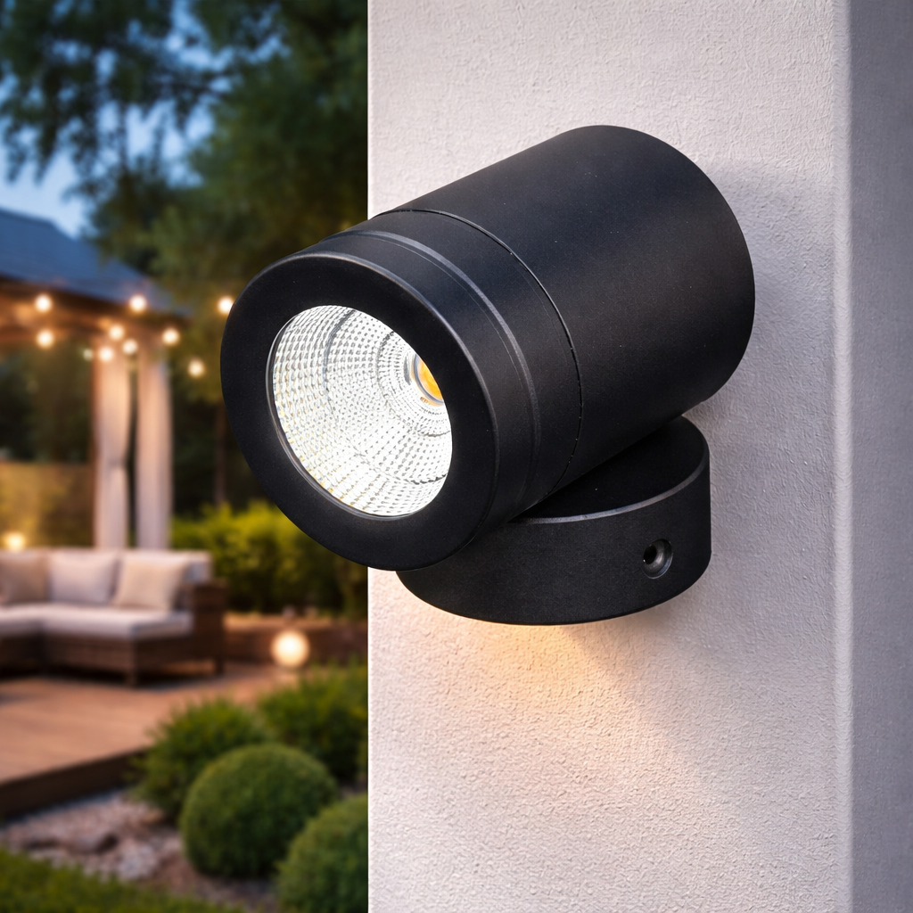 5W Up Cylindrical Outdoor LED Wall Light – Black Finish