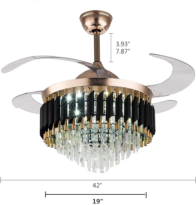 Black Mamba Chandelier Ceiling Fan with Remote Control - Sparc Lights