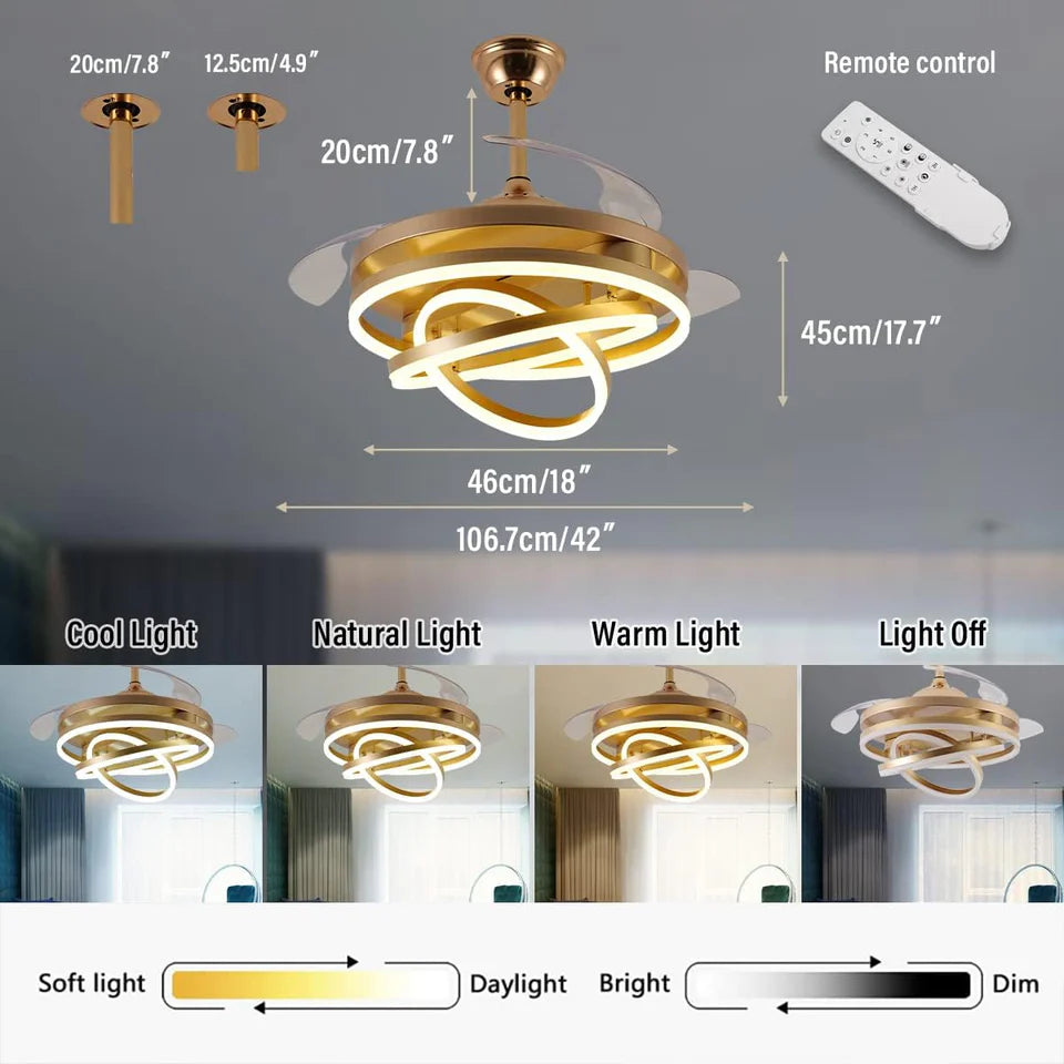 Zephyr Crystal Breeze Chandelier Fan With Remote Control - Sparc Lights