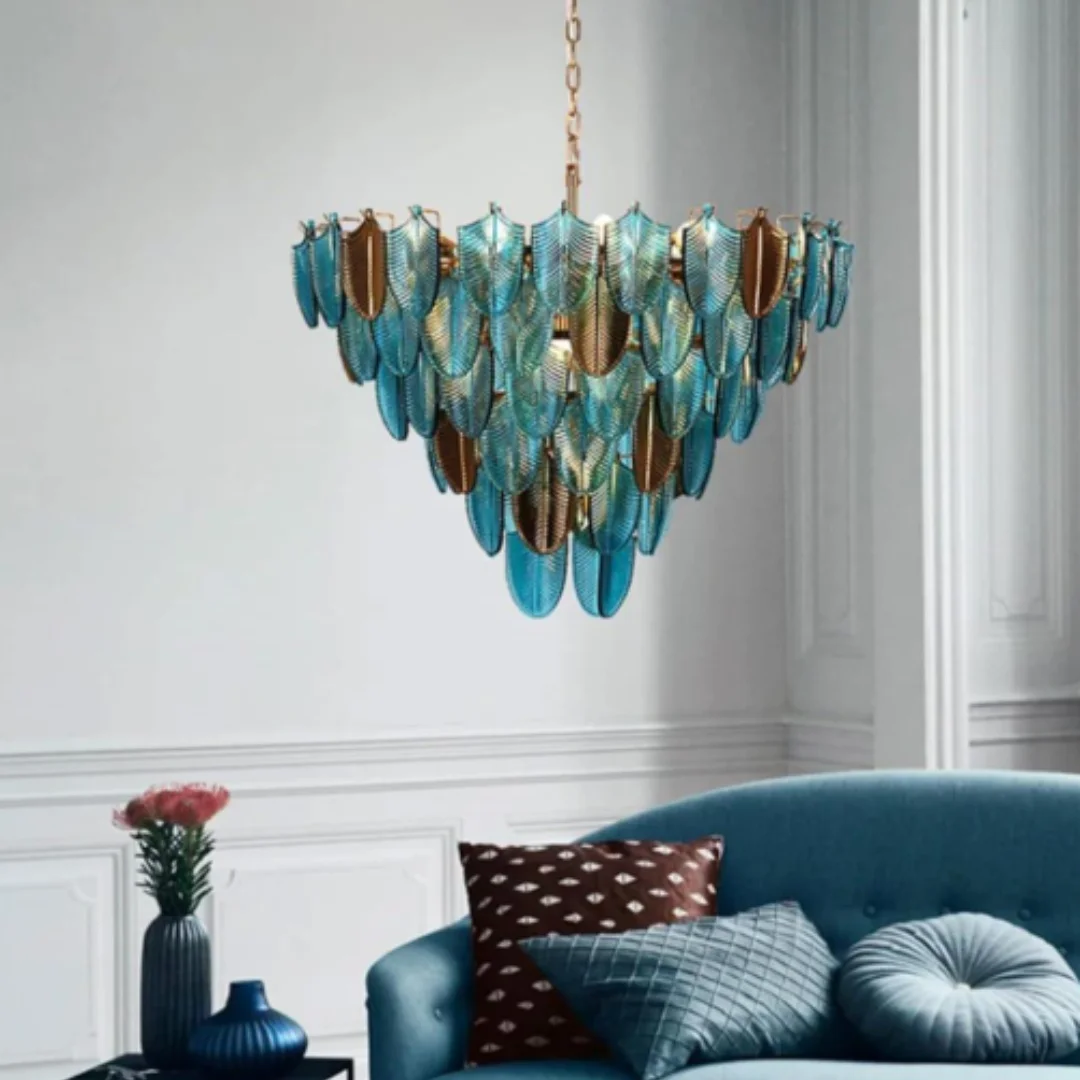 Modern Stunning Glass Leaf Chandelier