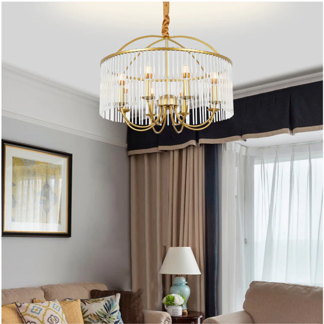 Caged Gold Transparent Modern Chandelier - Sparc Lights