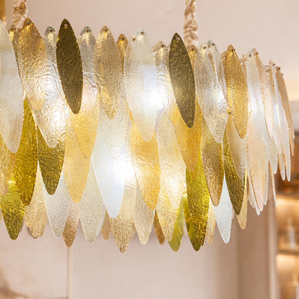 Luxurious Ice Drop Metal Glass Chandelier – 3 Colour LED Design