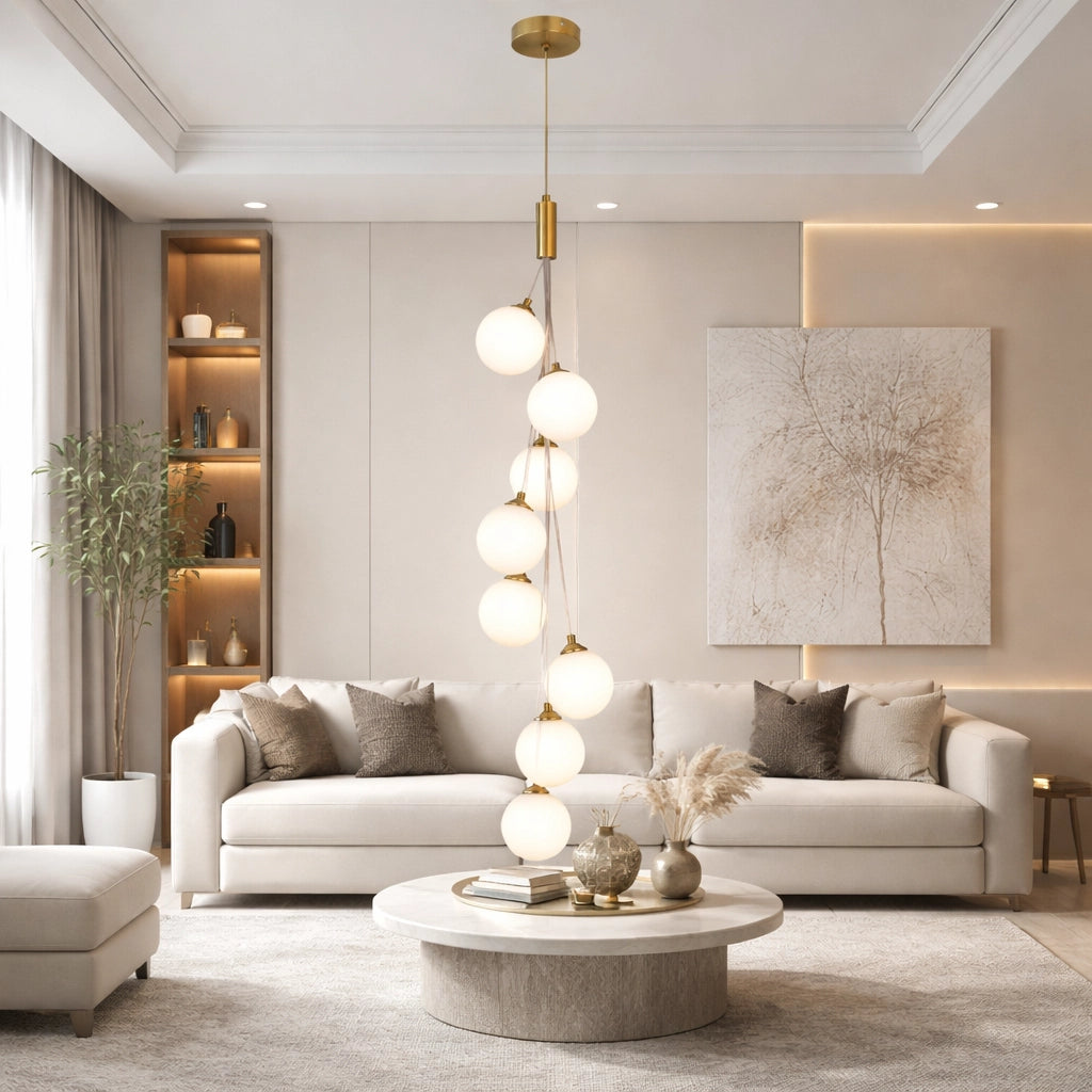 9 Clear Glass Ball Pendant LED Ceiling Light