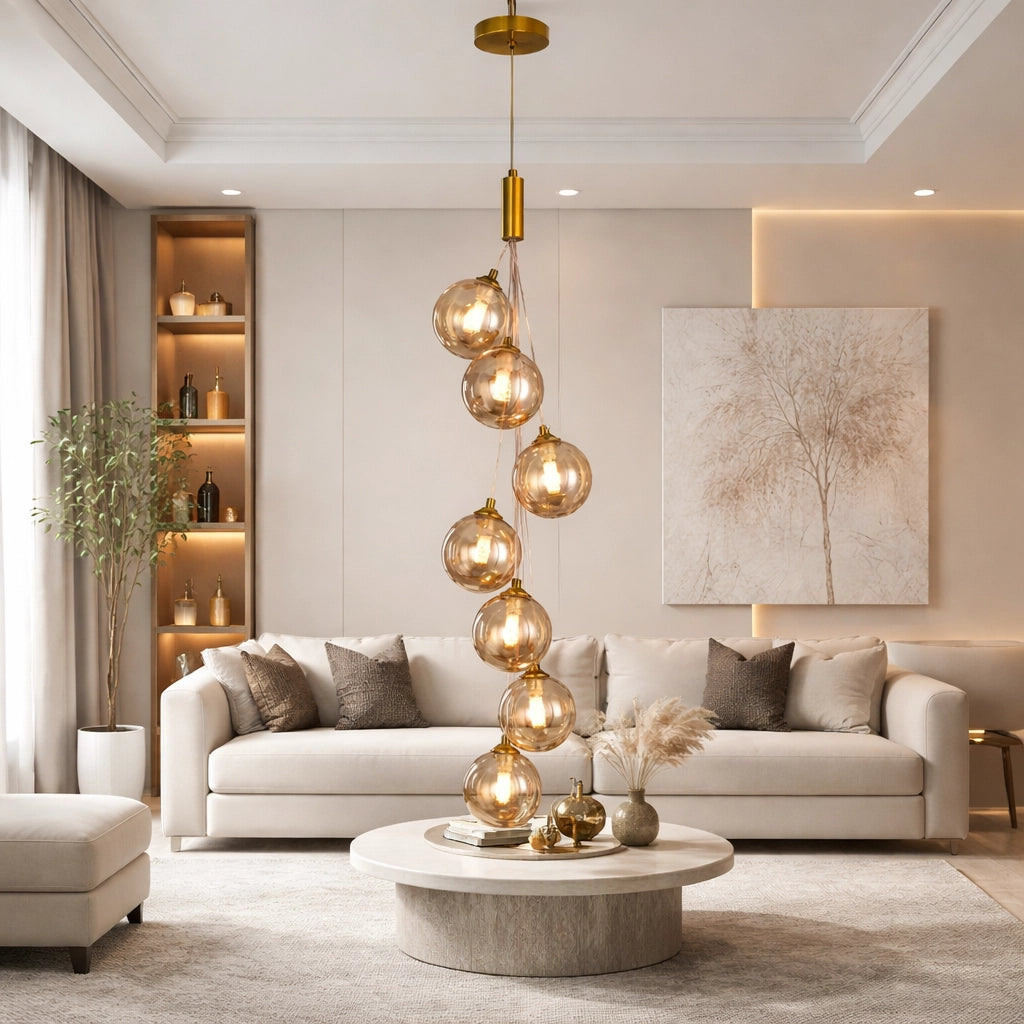 9 Clear Glass Ball Pendant LED Ceiling Light