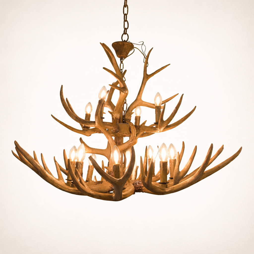 Antique Deer Antler Chandelier – 12 Light Statement Design