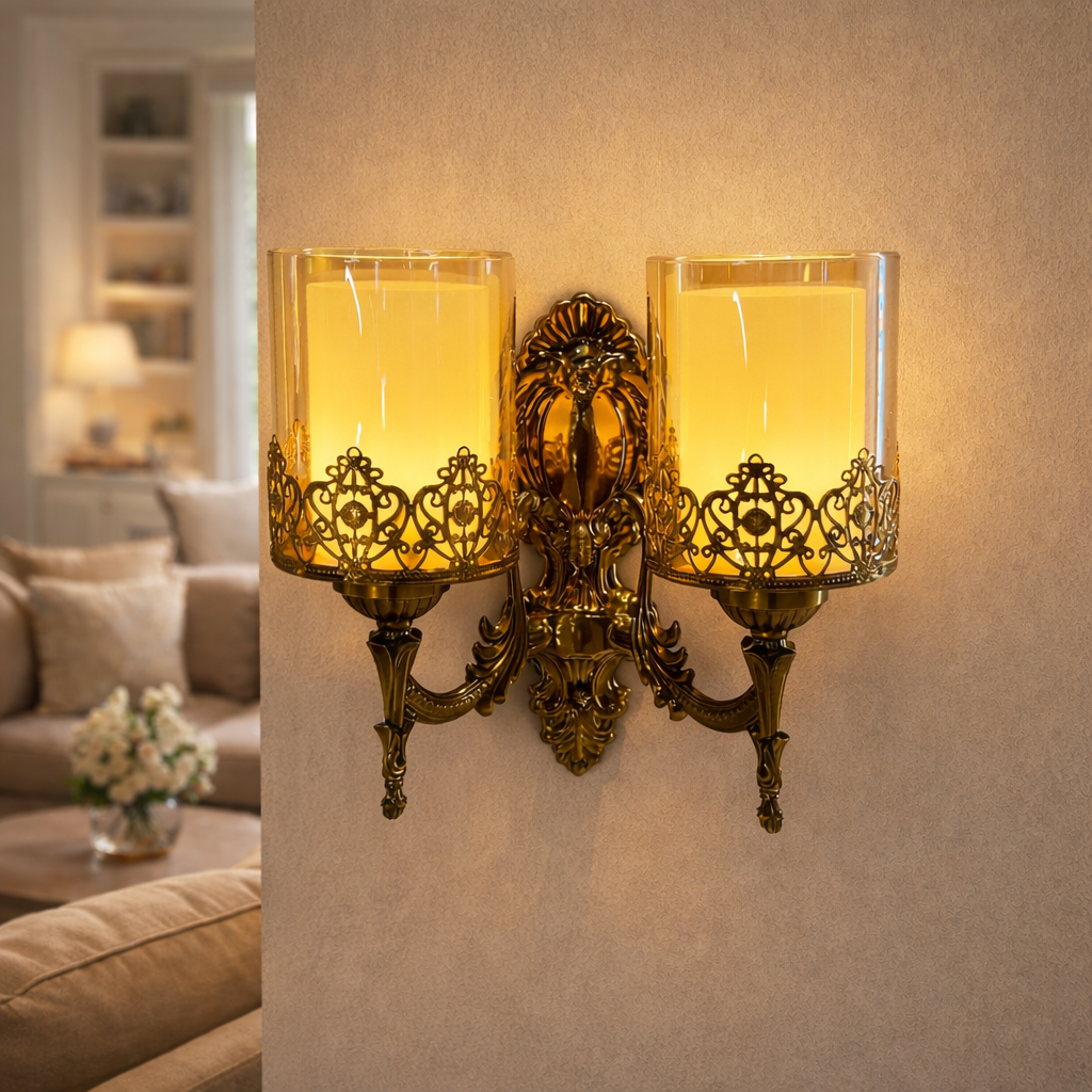 Antique Double Head Wall Lamp Sconce Light