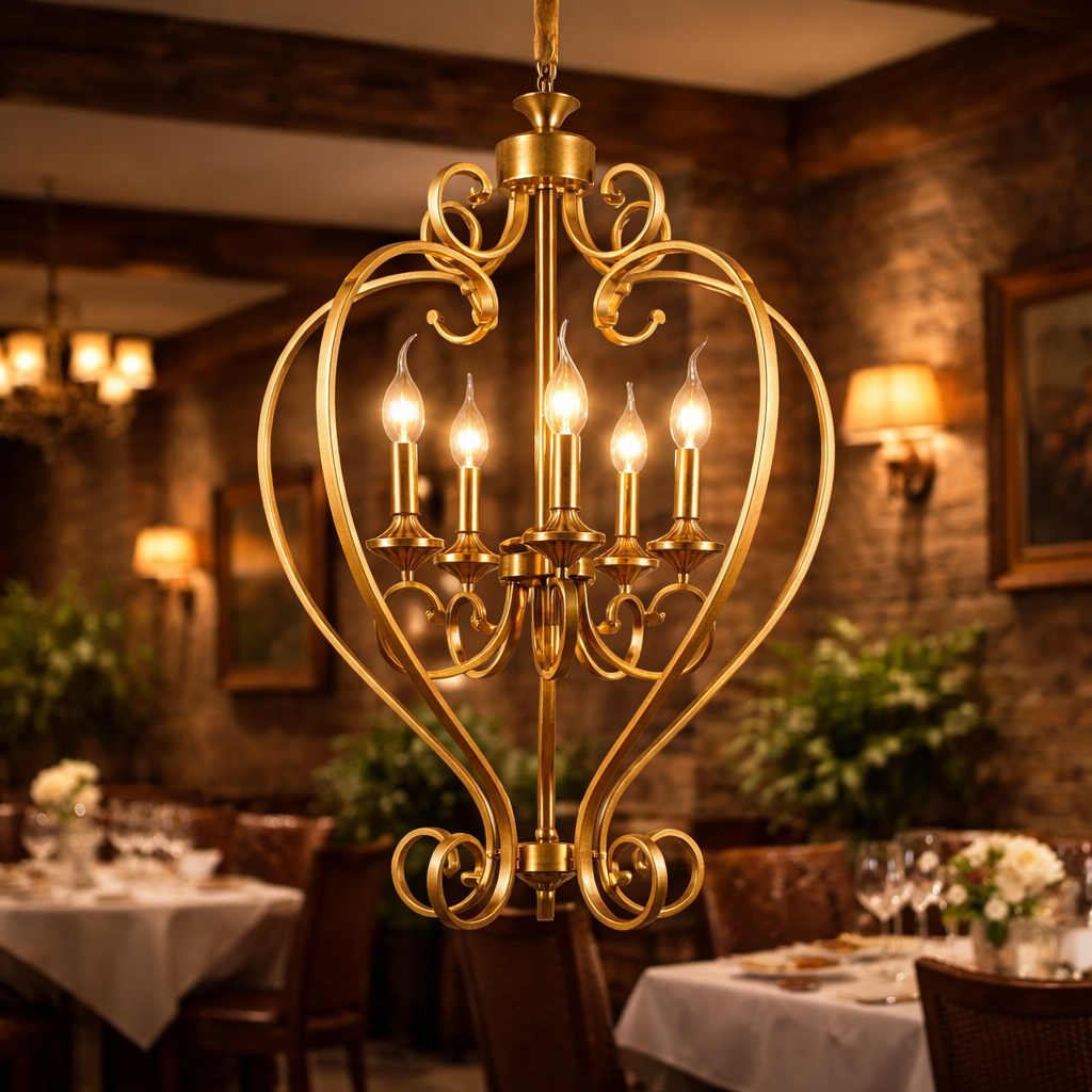 Antique Gold Climber Hanging Light
