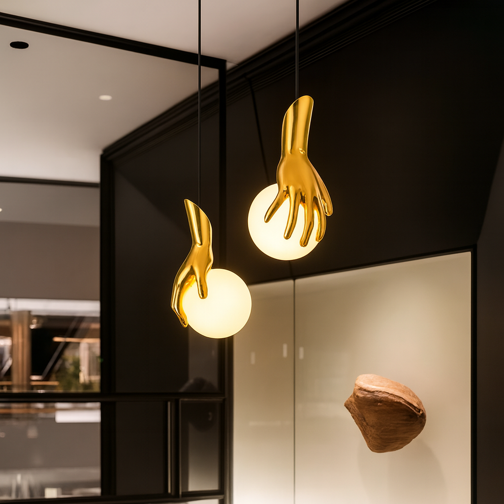 Artistic Hand Shape Ball LED Pendant Hanging Light