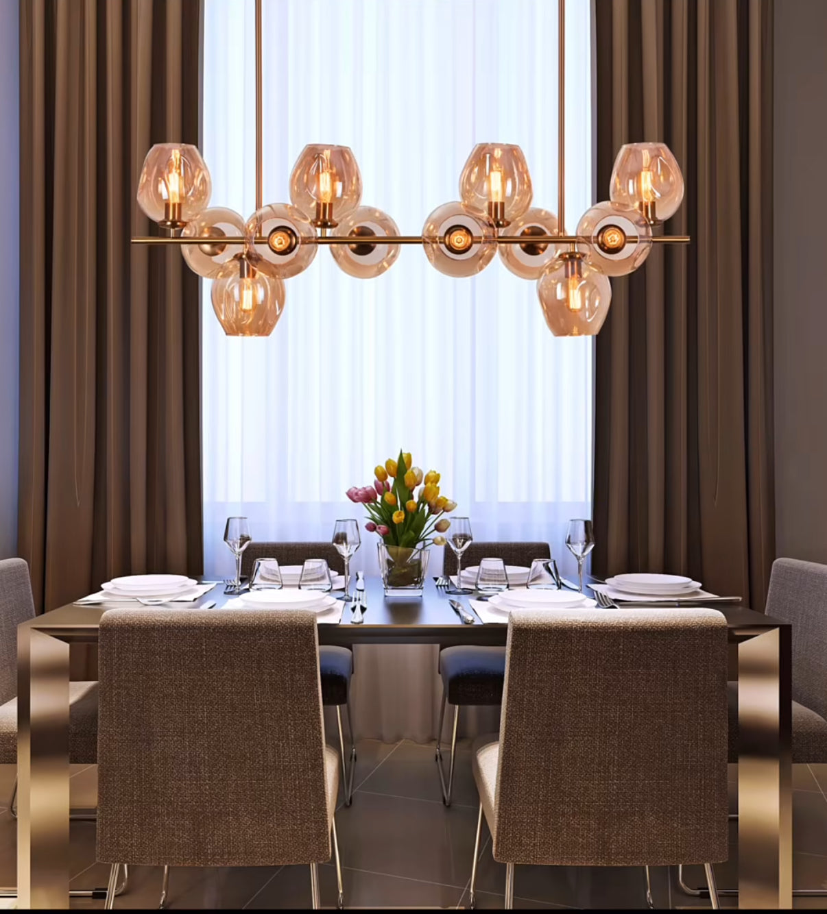 Artistic Shaded Glass LED Lamp Chandelier Light