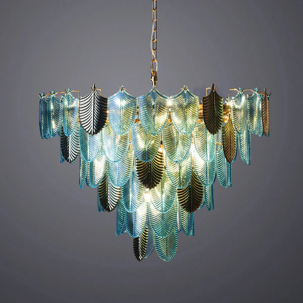 Modern Stunning Glass Leaf Chandelier