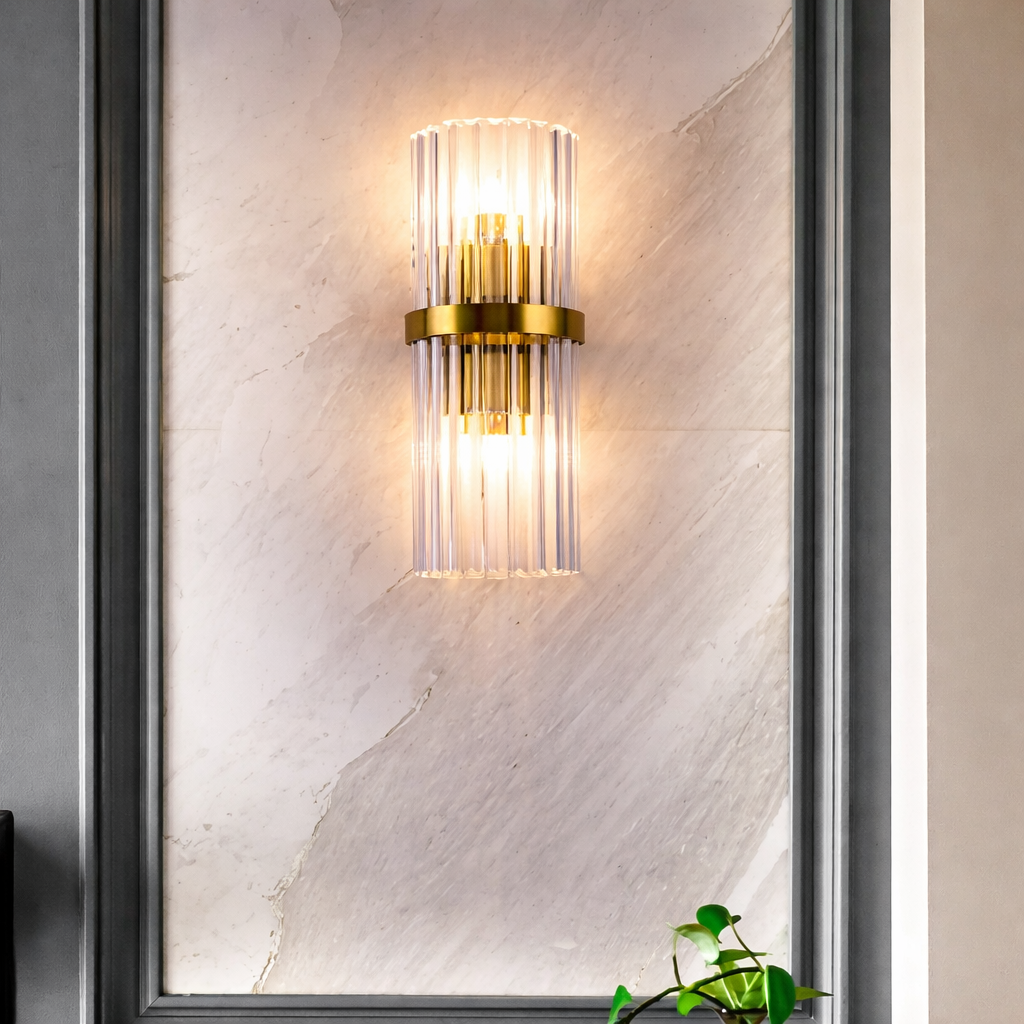 Crystal Modern Circular Gold Metal Wall Light