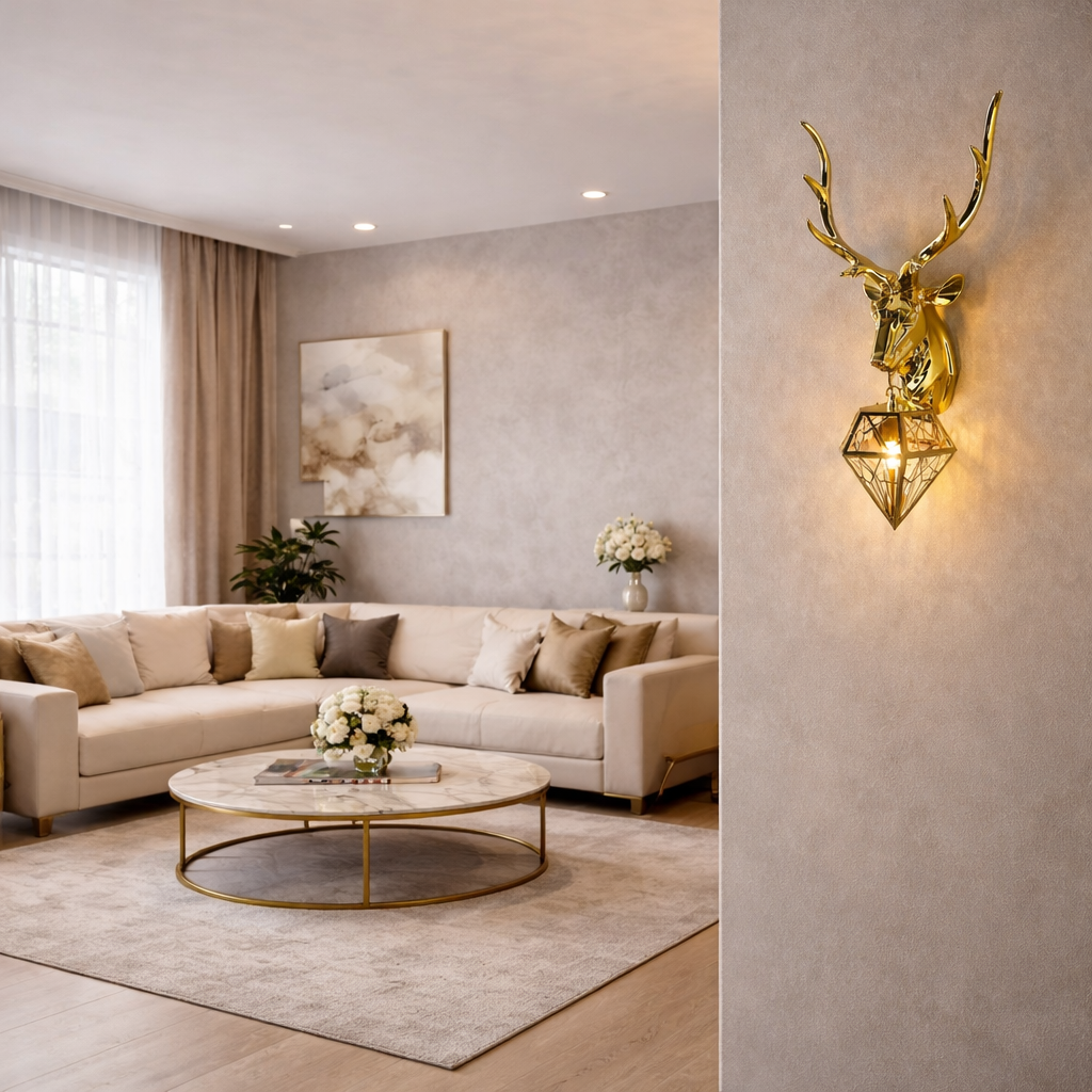 Diamond Hanging Deer Wall Light Lamp