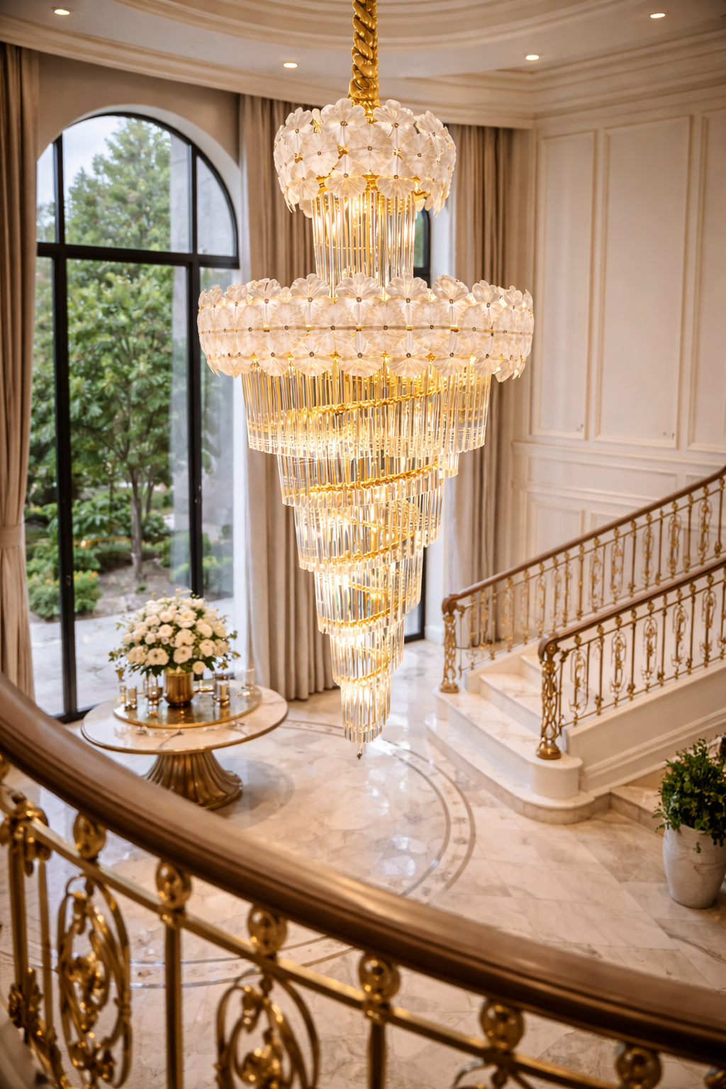 Double Floral Crown Crystal Chandelier