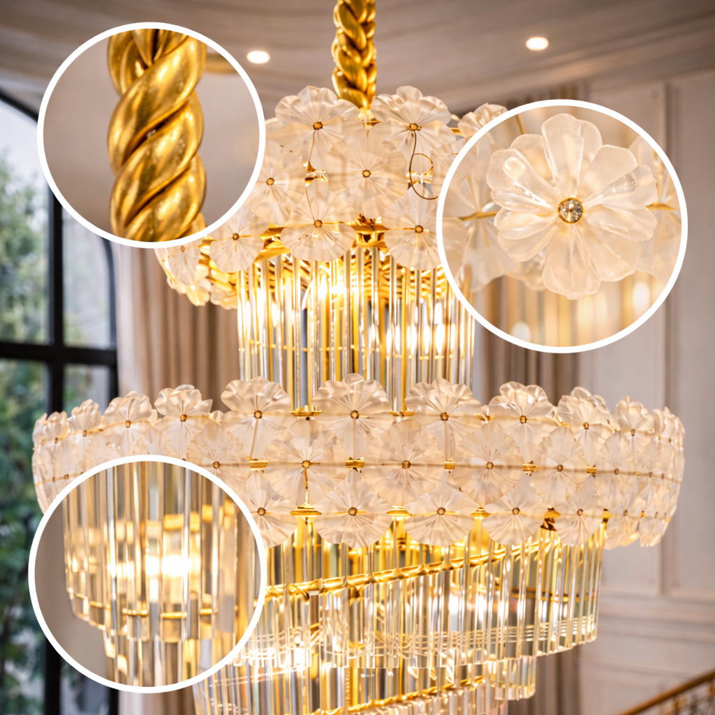 Double Floral Crown Crystal Chandelier – Grand LED Luxury Design