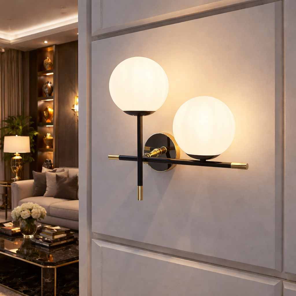 Double Head Round Sphere Ball Sconce Wall Light