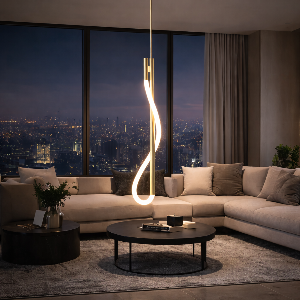 Flexible Sleek Modern Hanging LED Ceiling Light – Adjustable Design