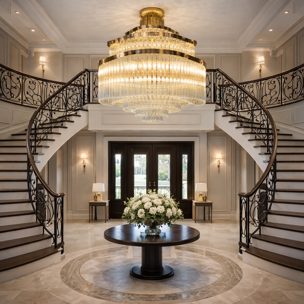 Flowing Layered Crystal LED Chandelier Luxury Ceiling Light