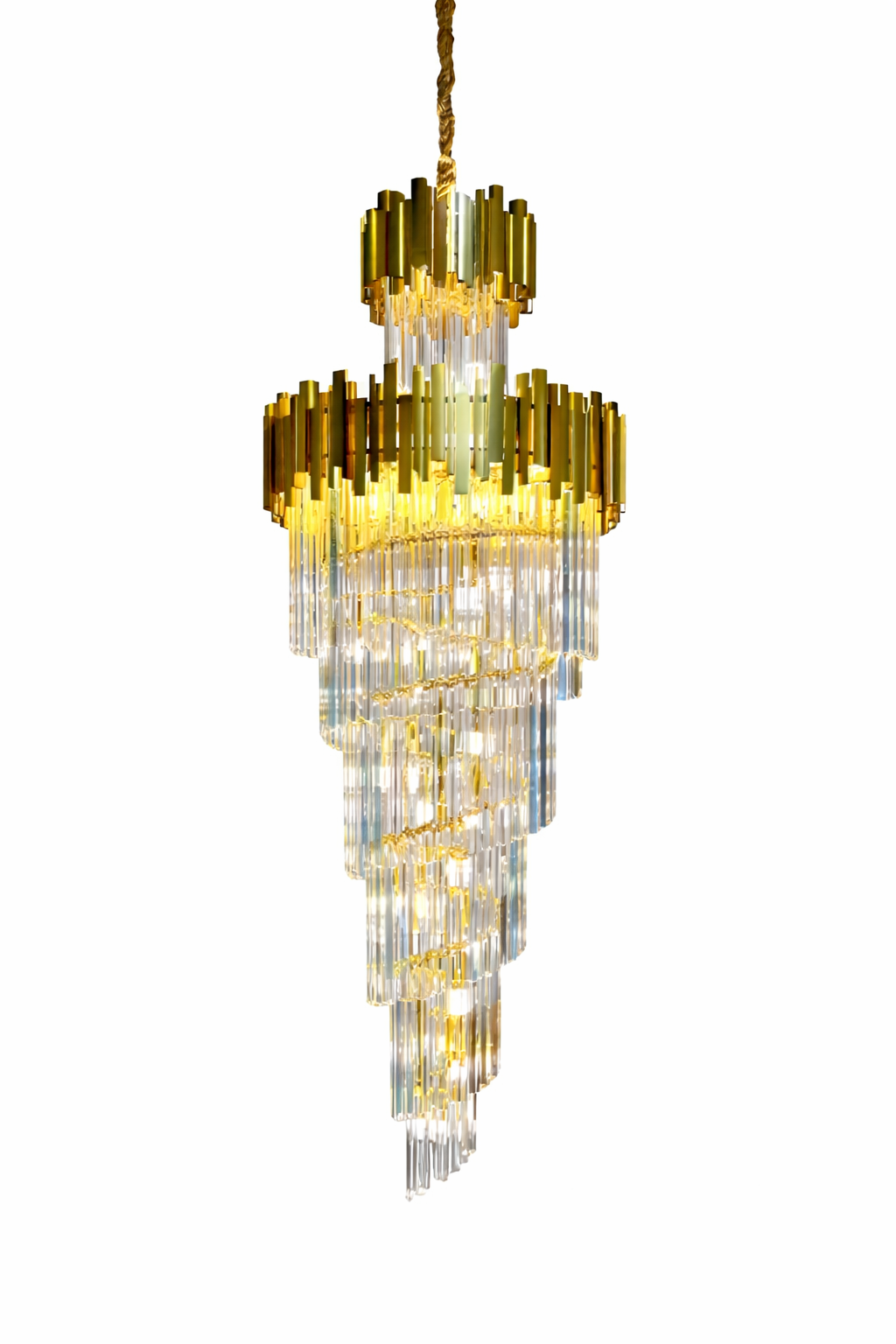 Gold Cascade Icicle Crystal Chandelier
