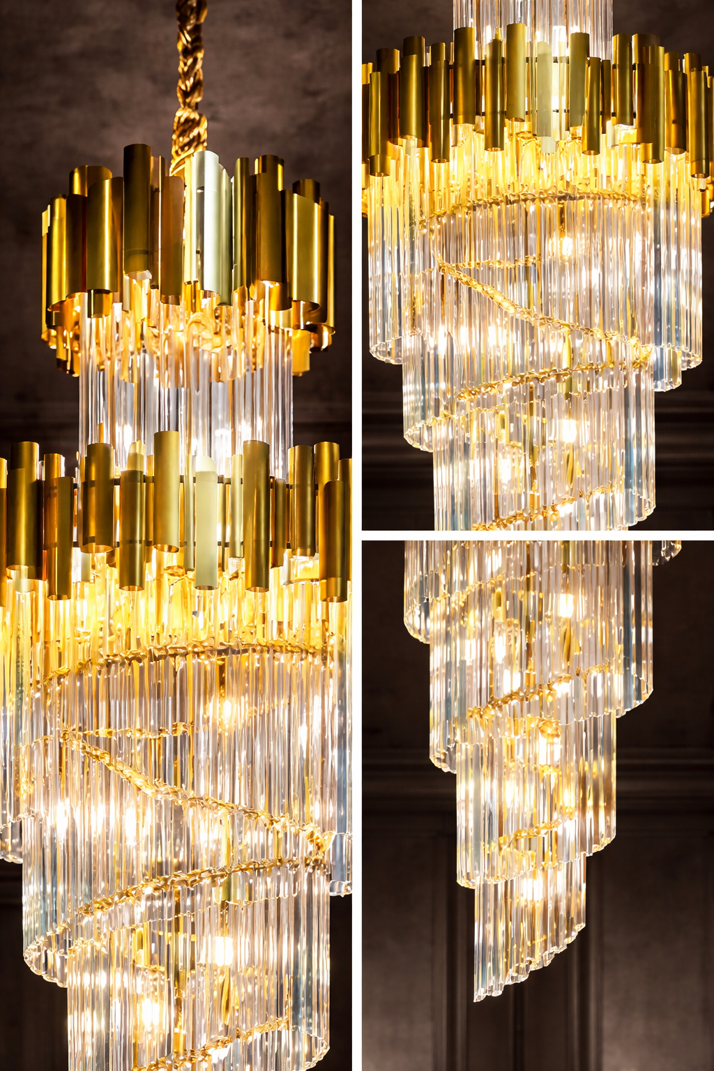 Gold Cascade Icicle Crystal Chandelier