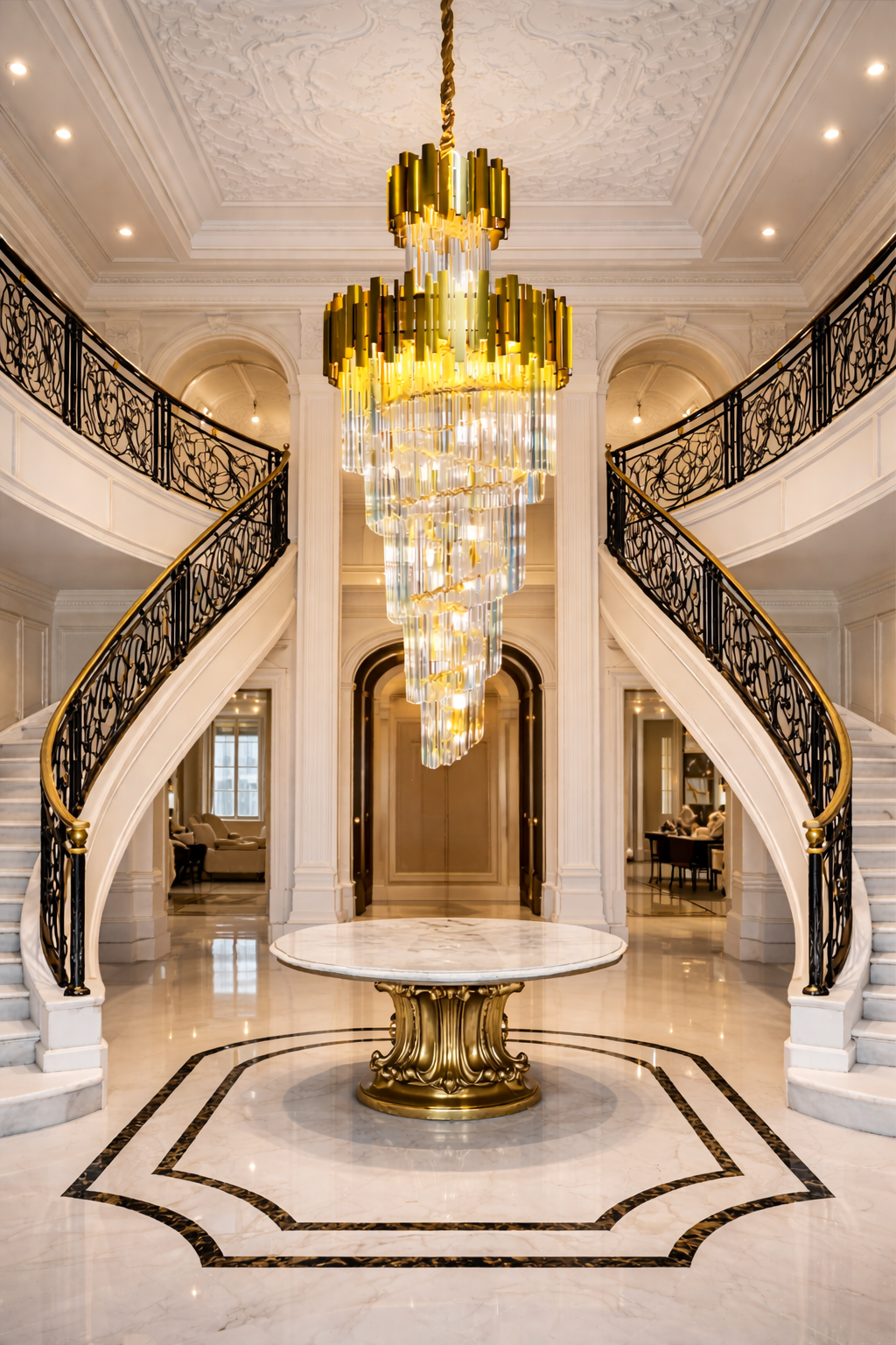 Gold Cascade Icicle Crystal Chandelier