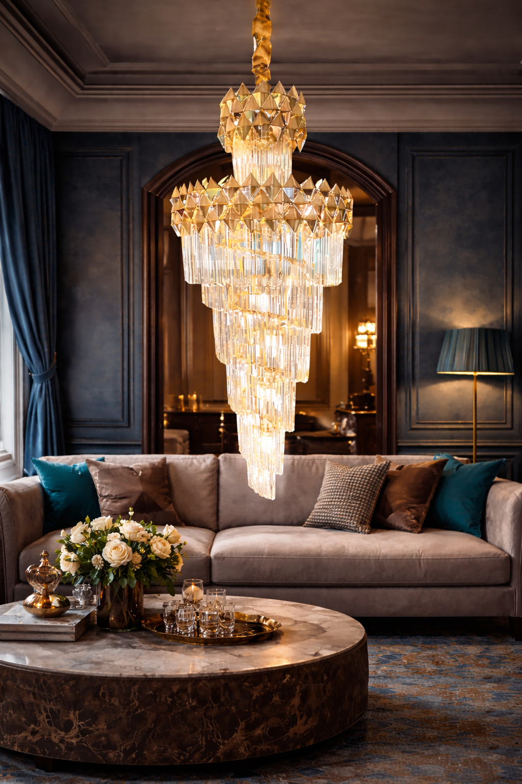 Gold Diamond Crystal Chandelier
