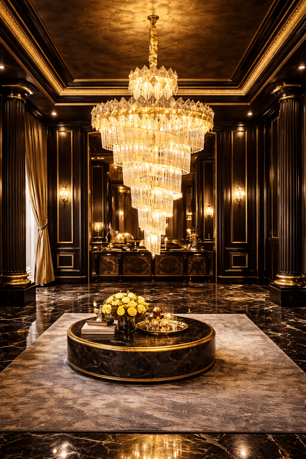 Gold Diamond Crystal Chandelier