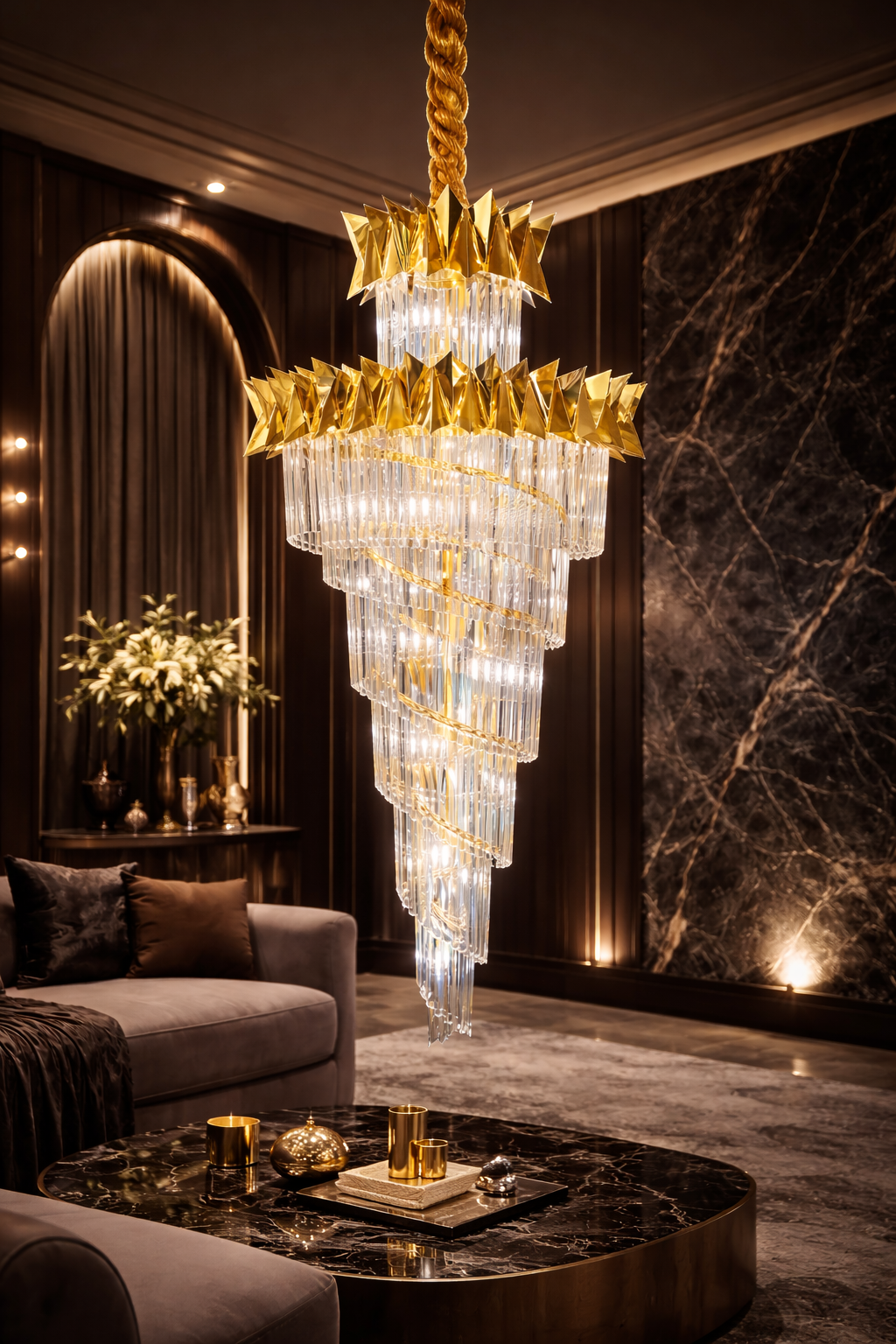Golden Wedge Crystal Chandelier