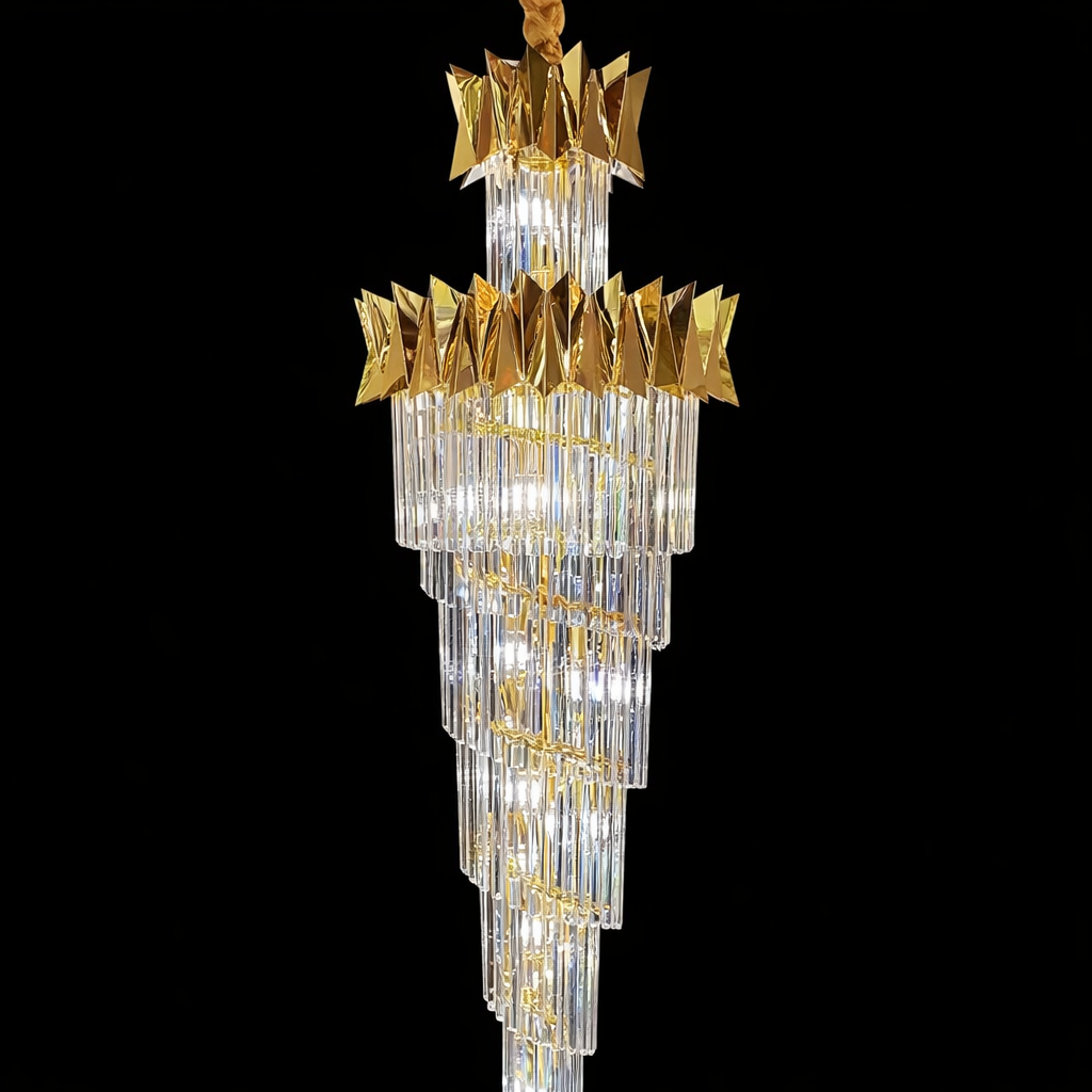 Golden Wedge Crystal Chandelier