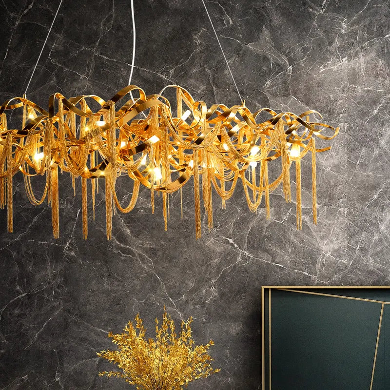 Gold Ribbon Modern Chandelier - Sparc Lights