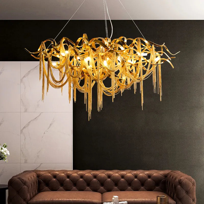 Gold Ribbon Modern Chandelier - Sparc Lights