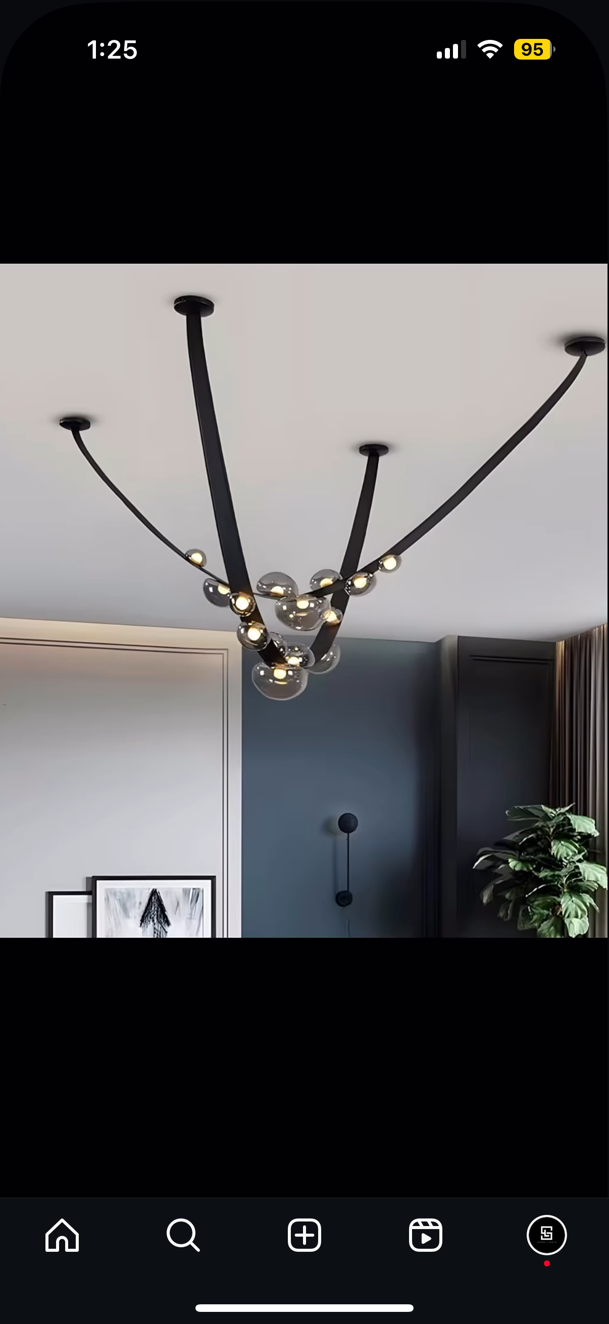 Black Leather Belt Smokey Glass LED Chandelier Hanging Light