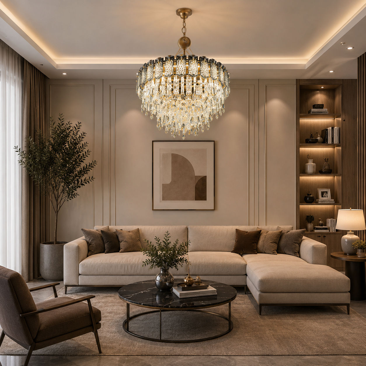 Imperial Smoke Crystal Chandelier