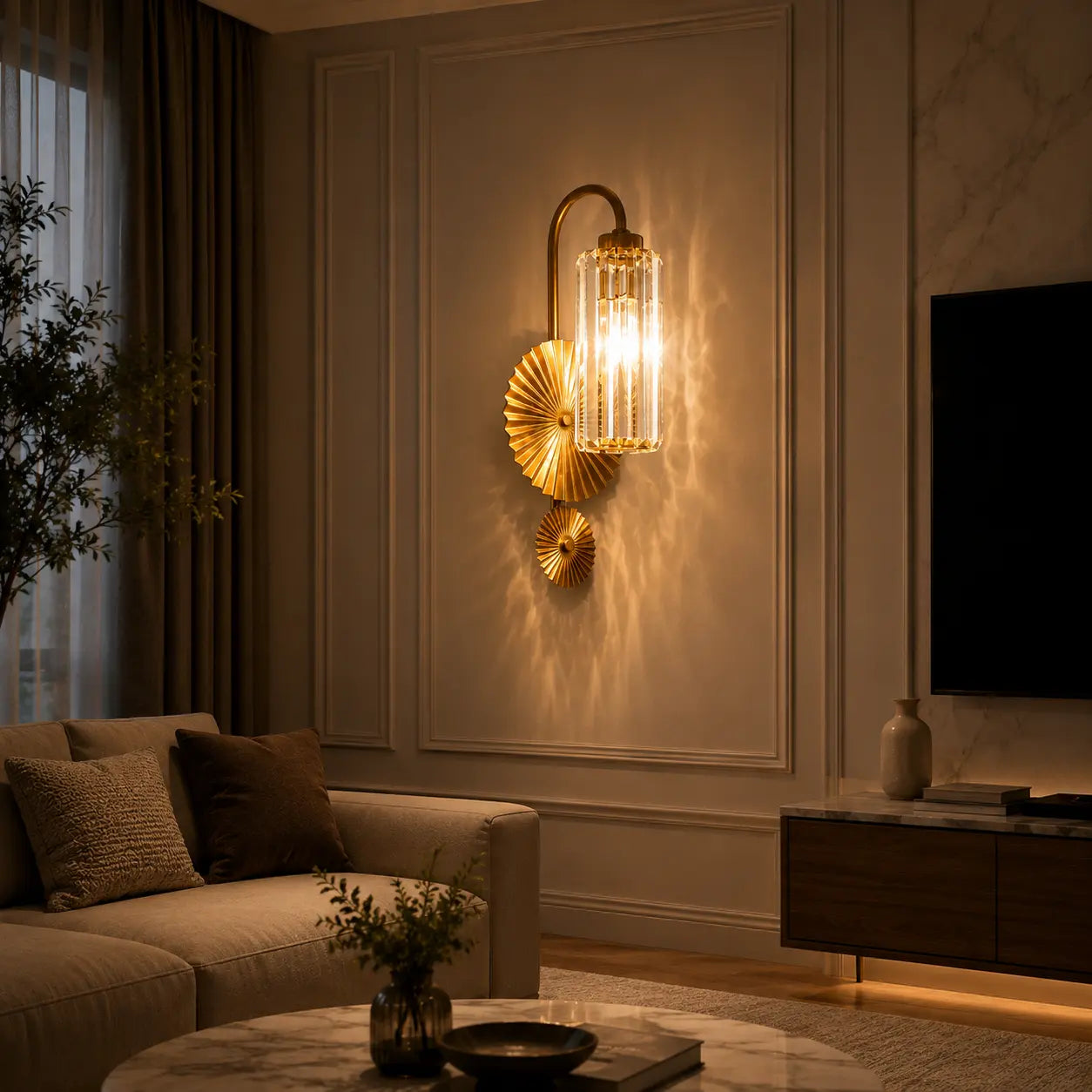 LUXURIOUS NAUTICAL CRYSTAL WALL LIGHT