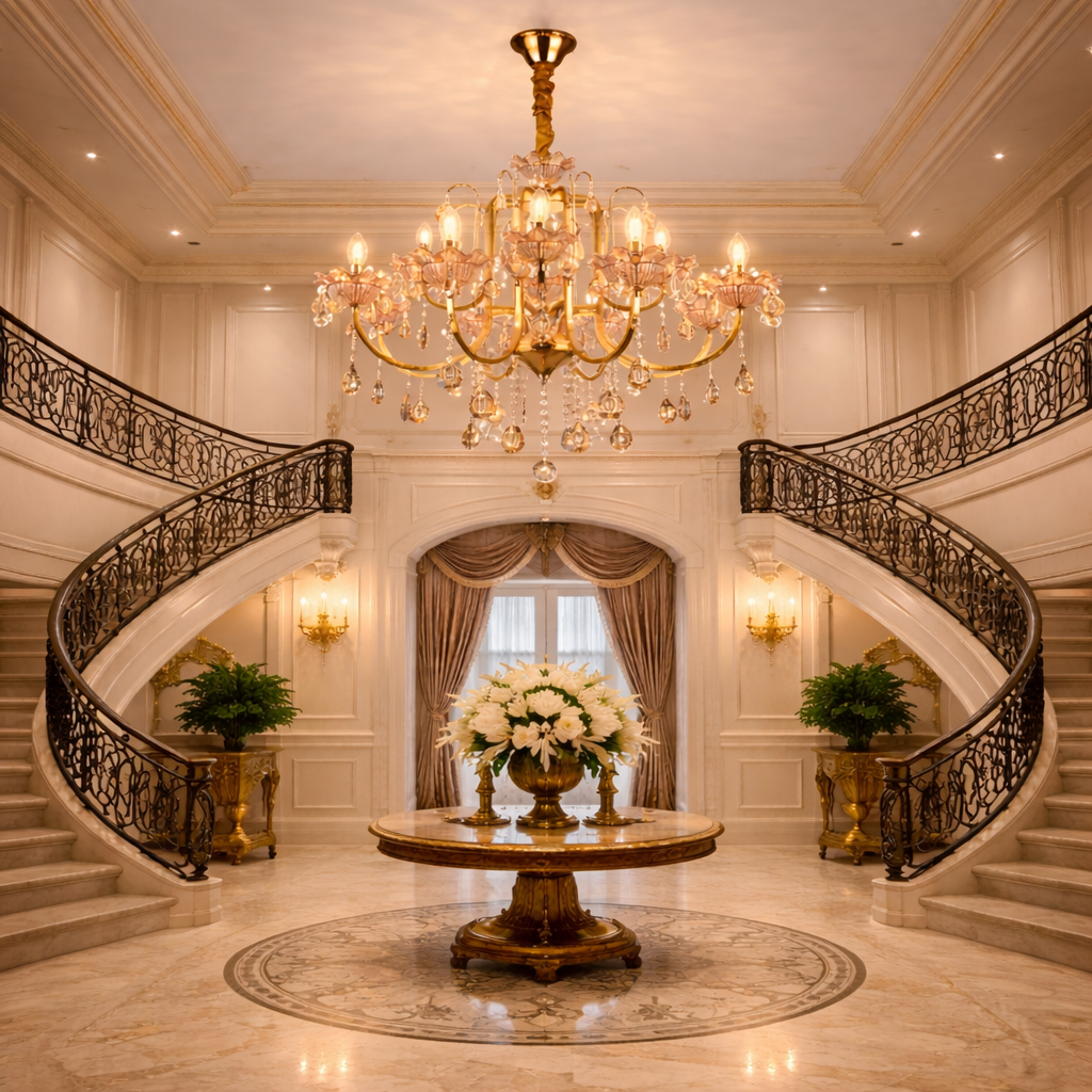 Leonardo Italian Chandelier – Gold Finish Crystal Statement Light