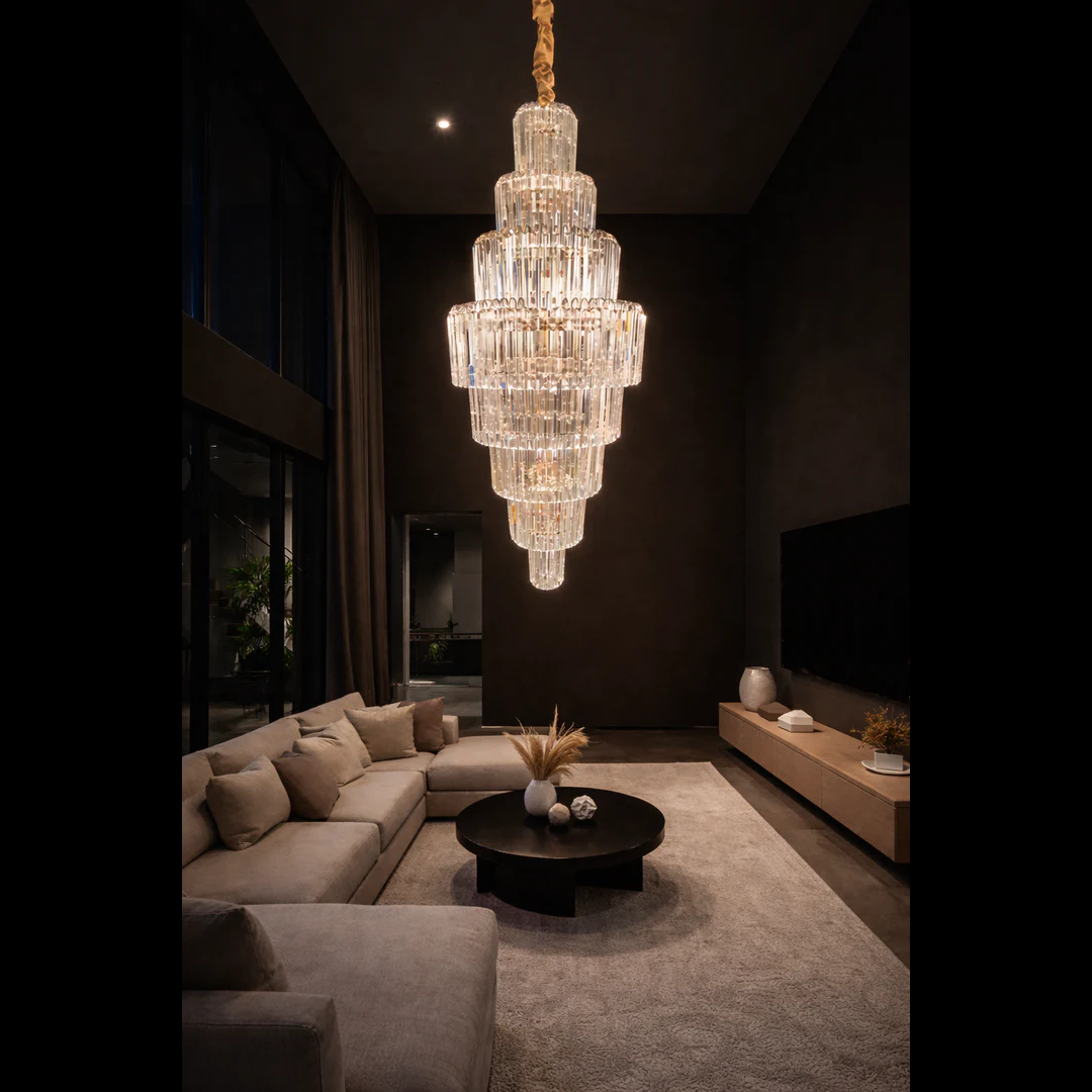 Light Fountain Crystal Chandelier – Grand Cascading LED Design