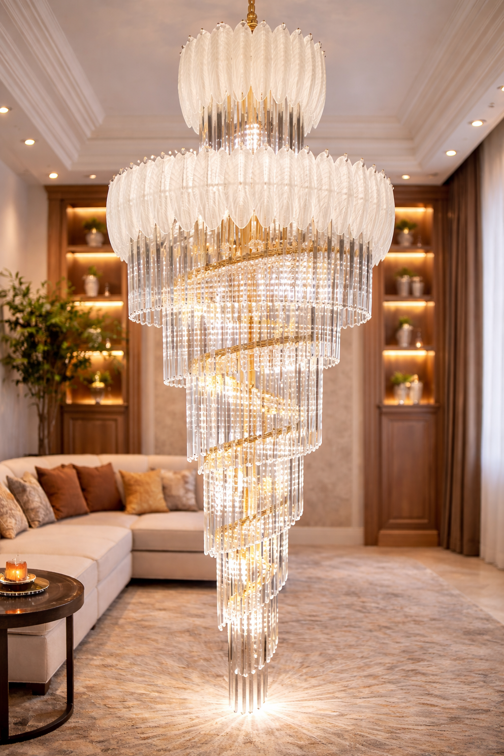 Light Cascade foliage Crystal Chandelier