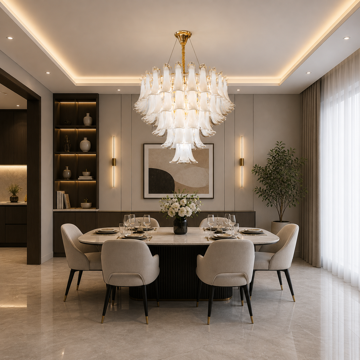 Murano Italian Glass Petal Modern Chandelier Light