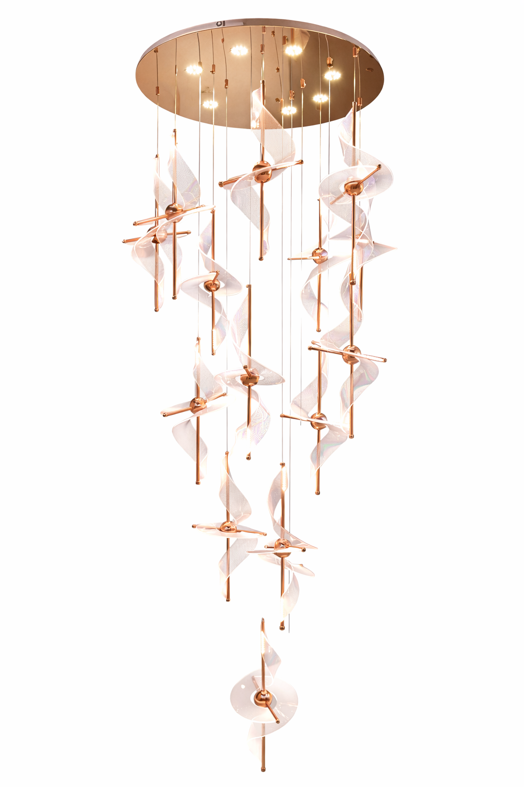 Luxury 16 Light Spiral Crystal Double Height Chandelier