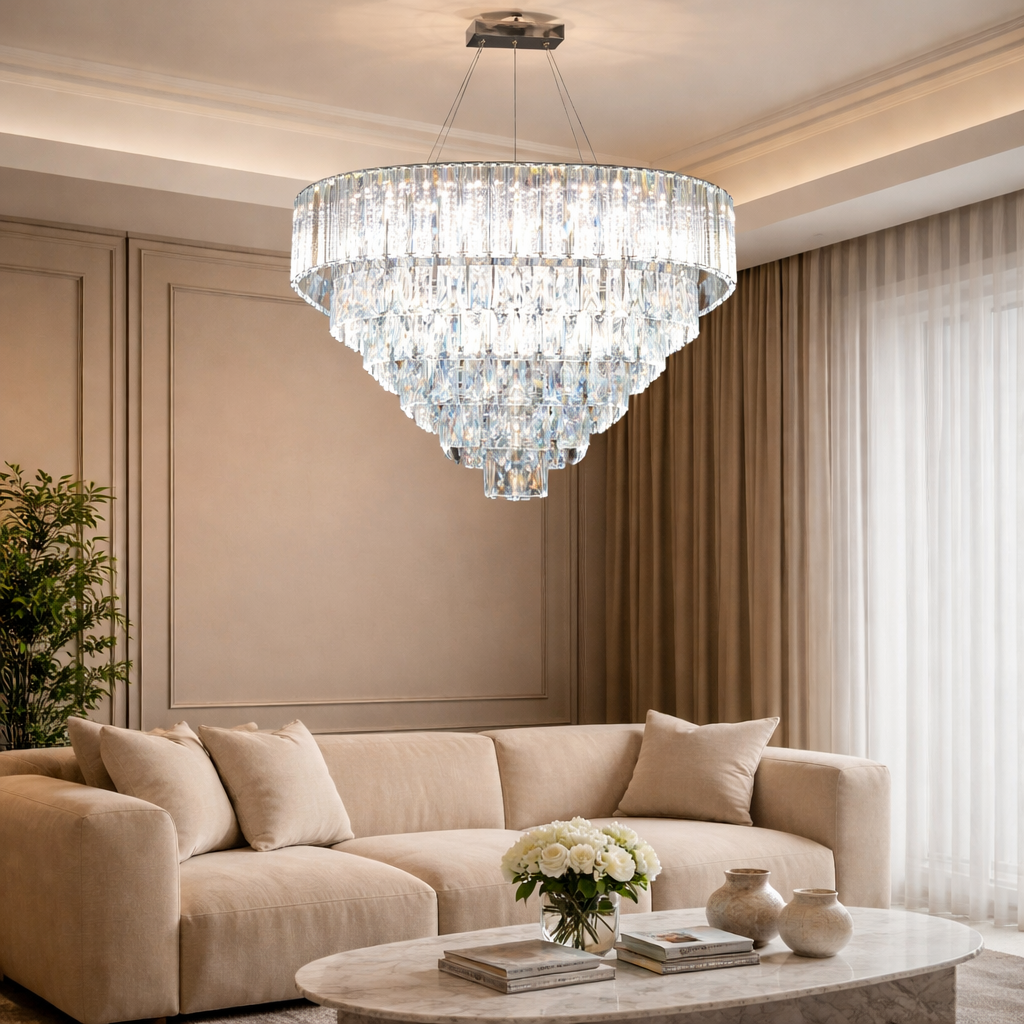 Modern Crystal Clear 5-Tier Floristic Chandelier