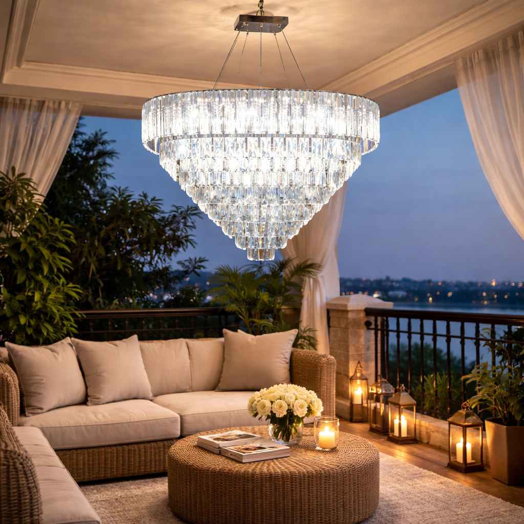 Modern Crystal Clear 5-Tier Floristic Chandelier